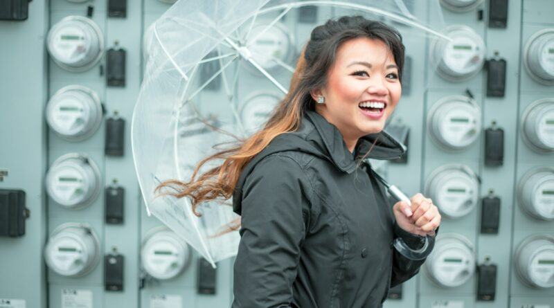 woman with clear umbrella